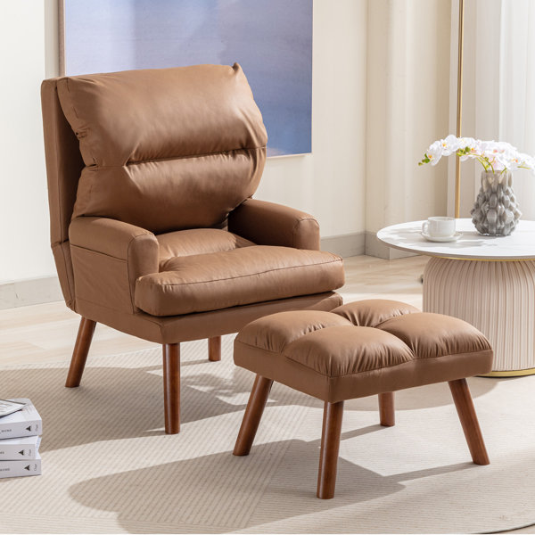 17 Stories 26" Wide Faux Leather Reclining Accent Chair with Ottoman Wayfair Canada